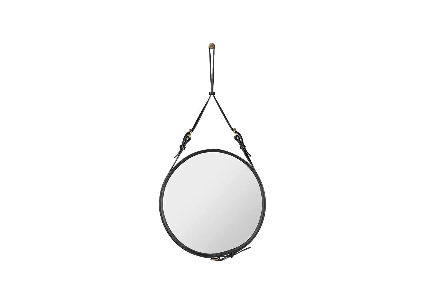 Circular Wall Mirror - Black, Leather image