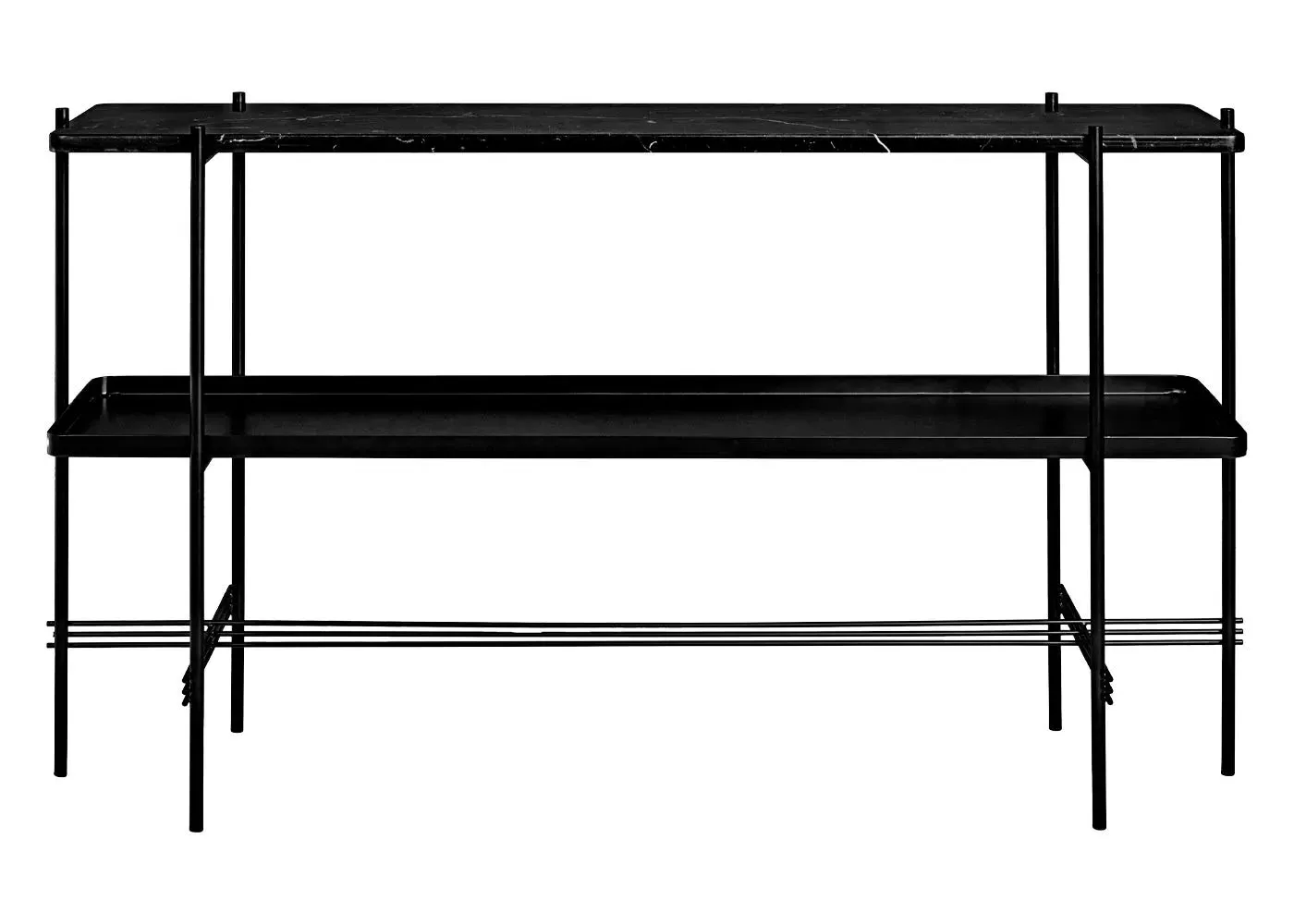 Console Table with Black Base - Black, Marble image