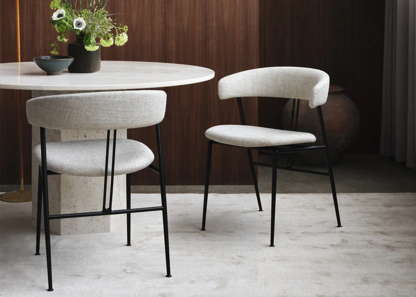 Dining Chair with Black Base - Grey