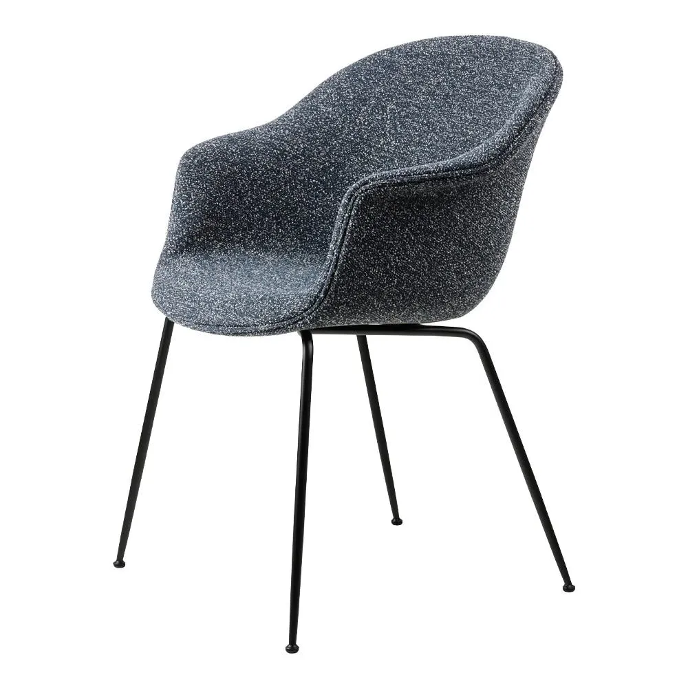 Dining Chair with Curved Back - Blue, Boucle