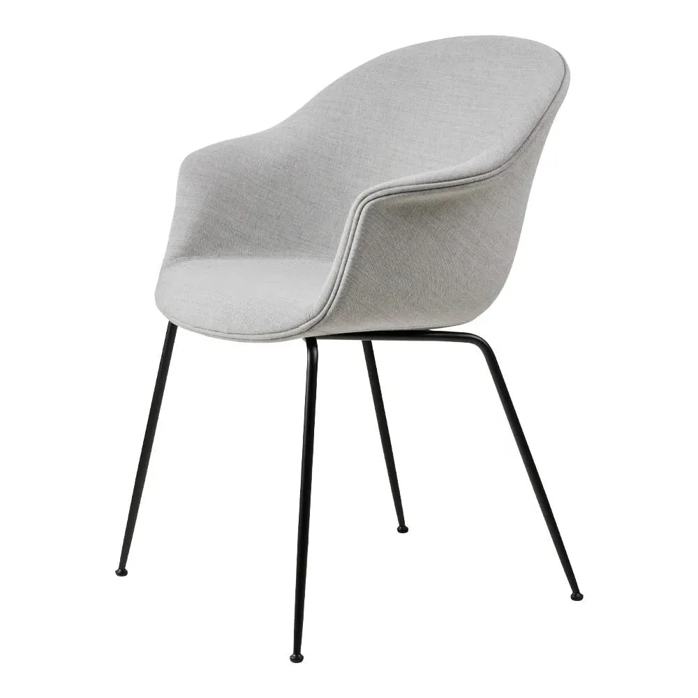 Dining Chair with Curved Back - Grey, Fabric