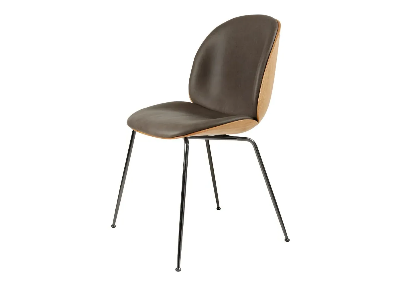 Dining Chair with Front Upholstery - Grey, Leather