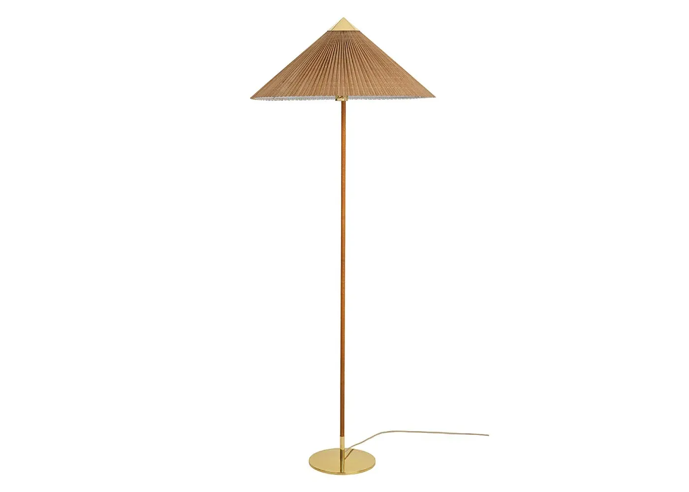 Floor Lamp with Brass Base - Natural, Bamboo