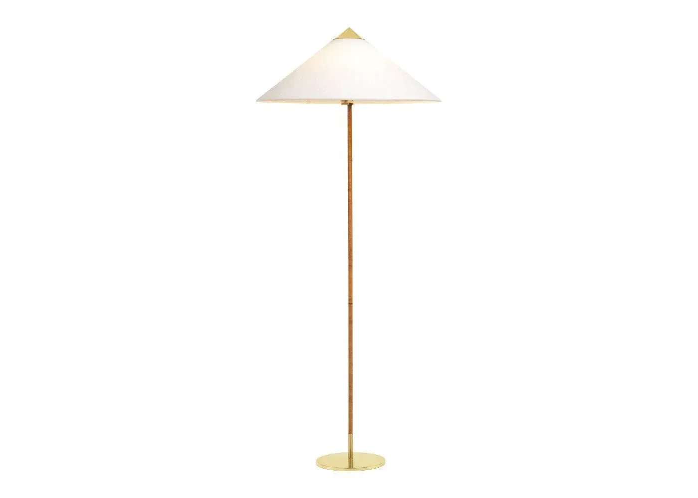Floor Lamp with Brass Base - White, Canvas