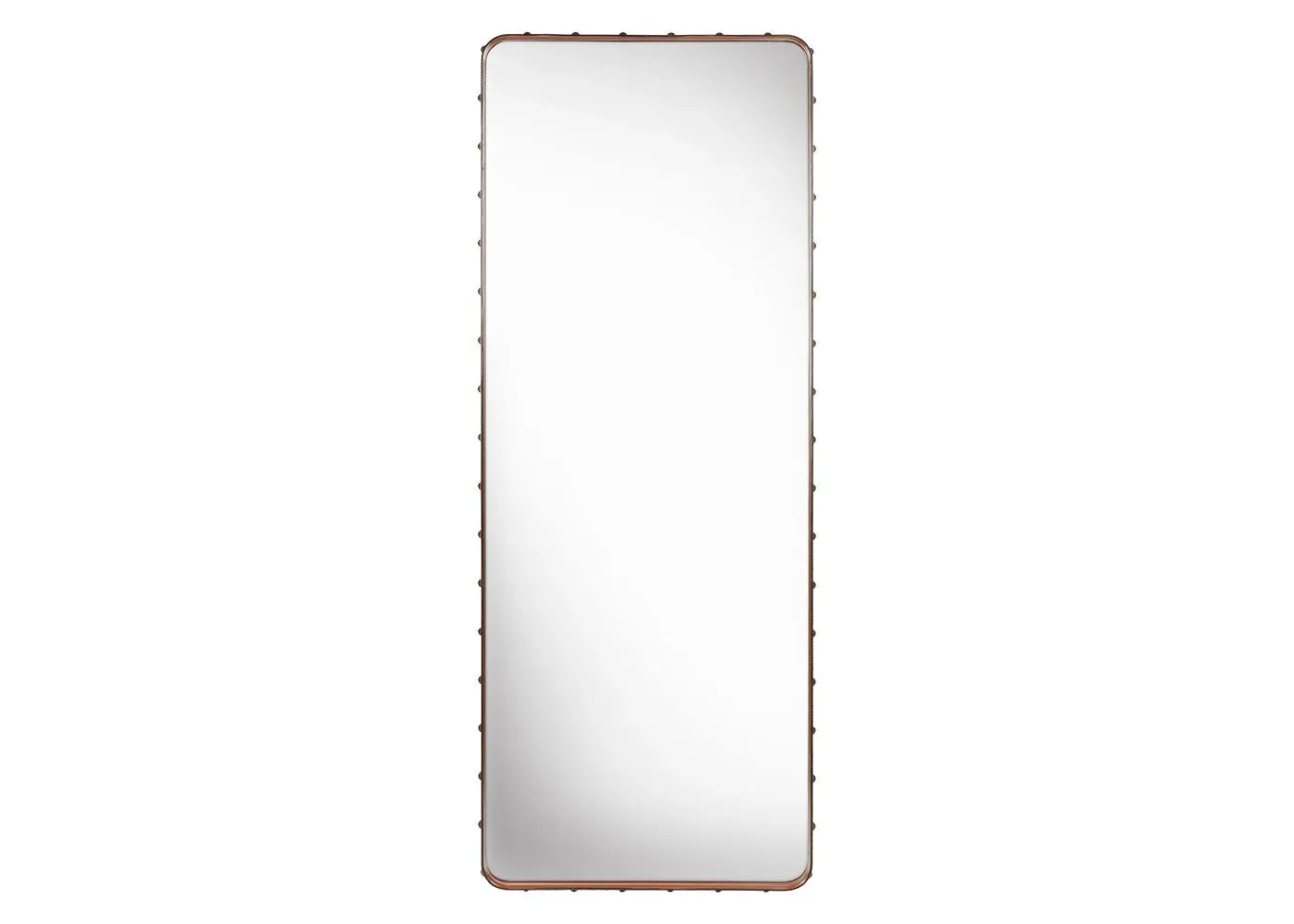 Large Rectangular Wall Mirror - Brown, Leather