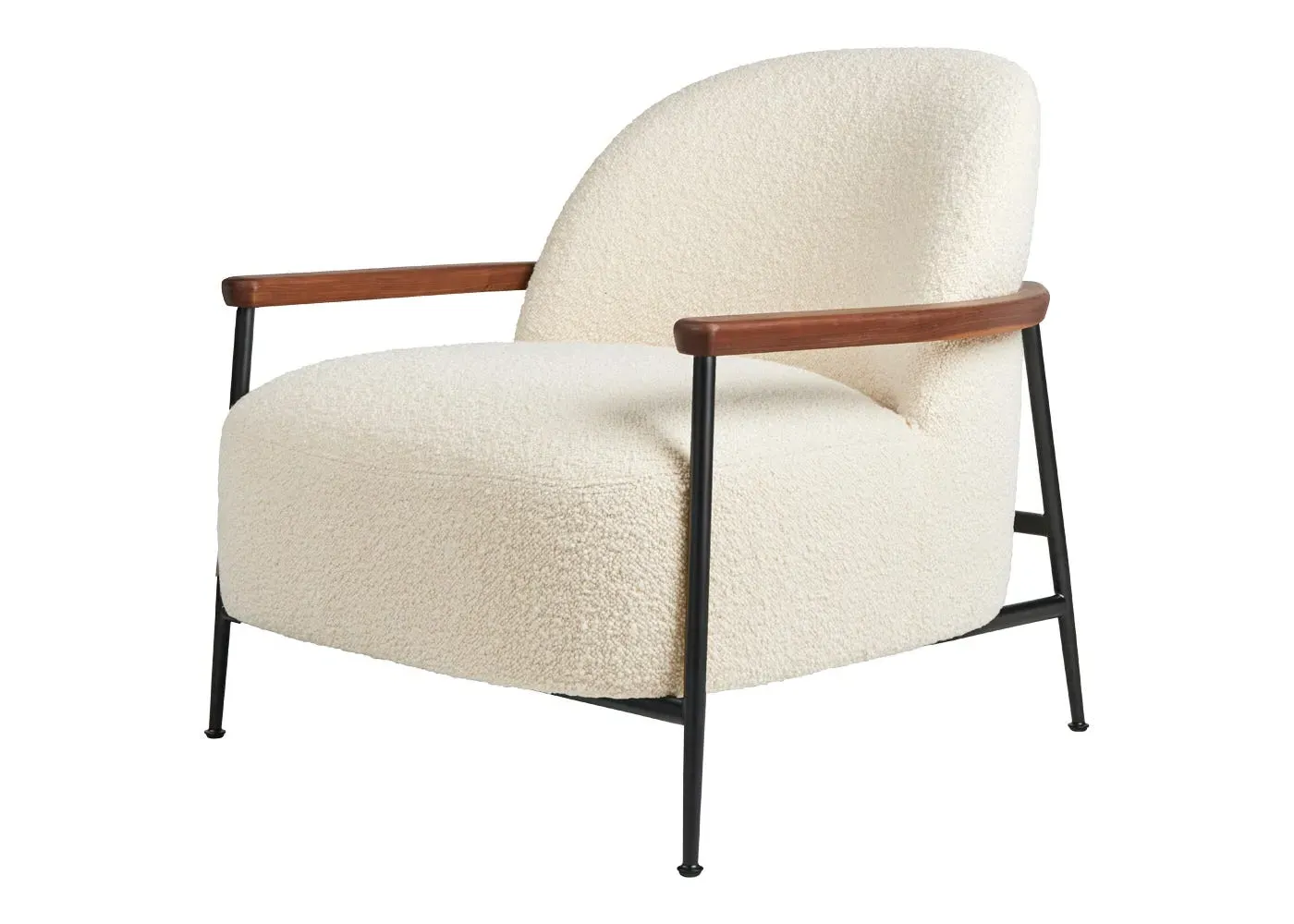 Lounge Chair with Black Base - Cream, Walnut
