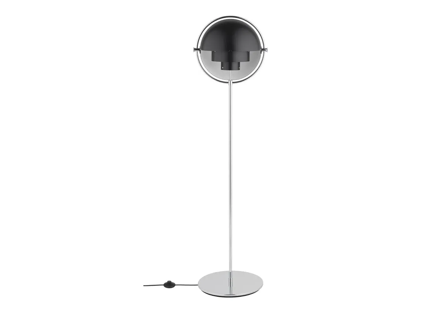 Multi-Lite Floor Lamp with Chrome Ring - Black image