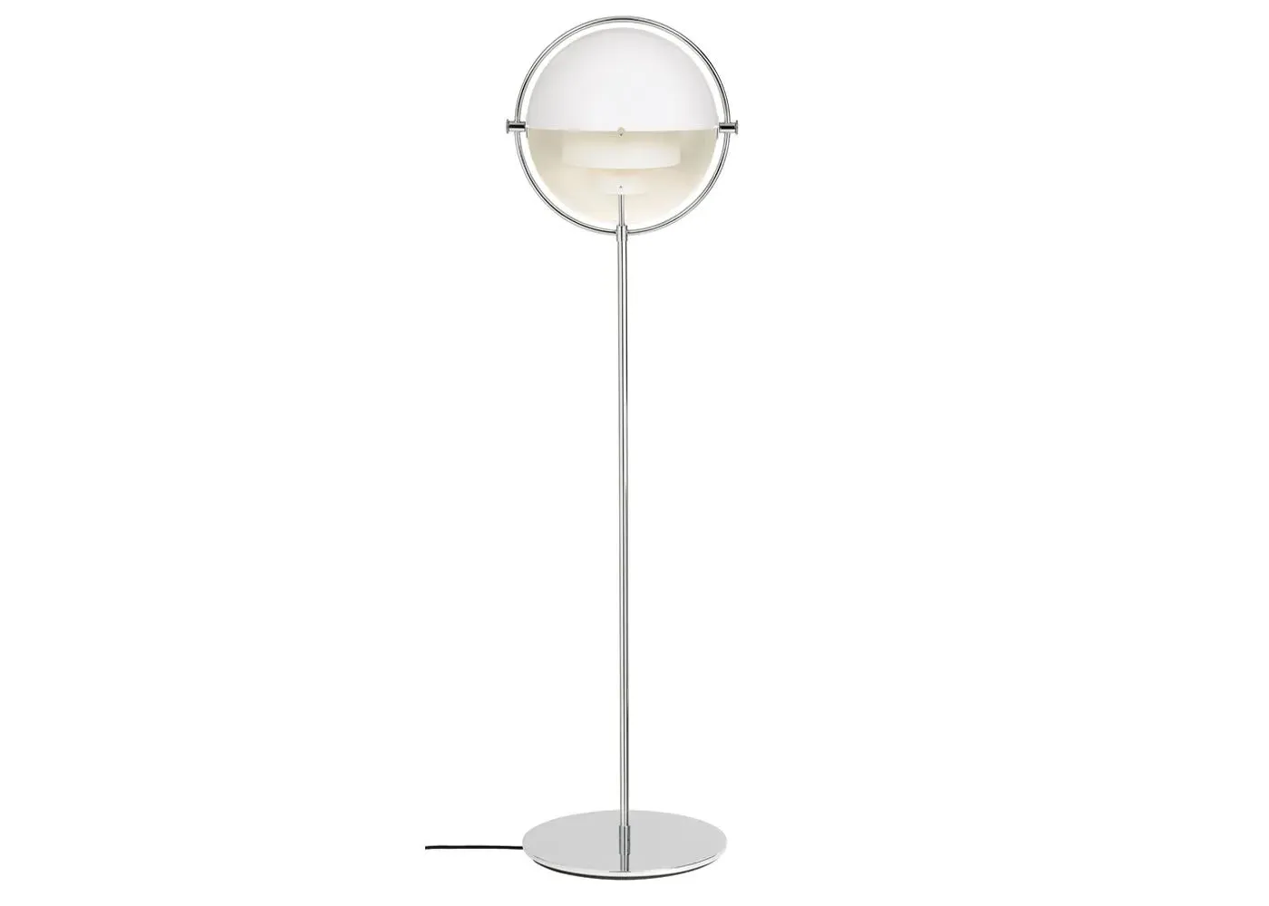 Multi-Lite Floor Lamp with Chrome Ring - White