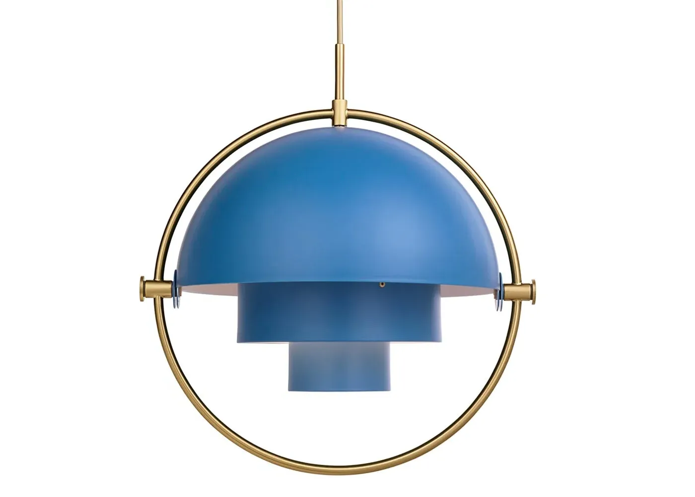 Pendant Light with Adjustable Shades - Blue, Brass