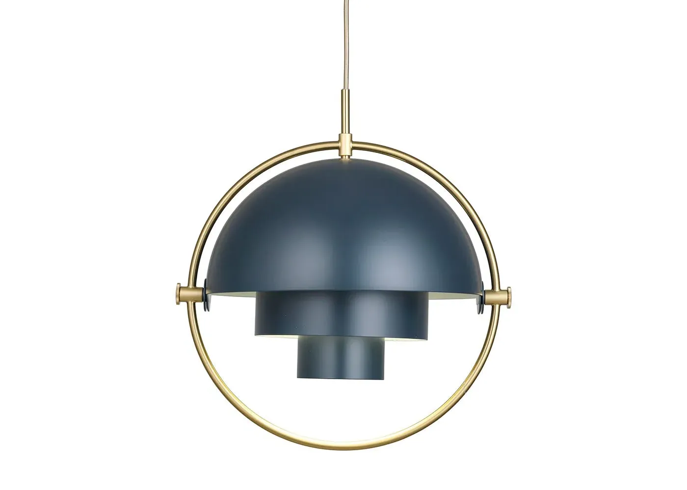 Pendant Light with Adjustable Shades - Blue, Brass