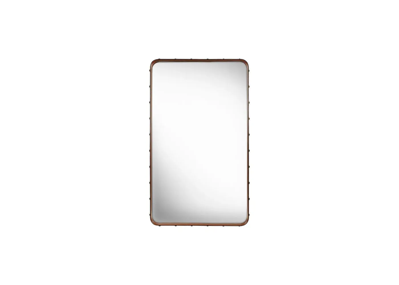 Rectangular Wall Mirror - Brown, Leather