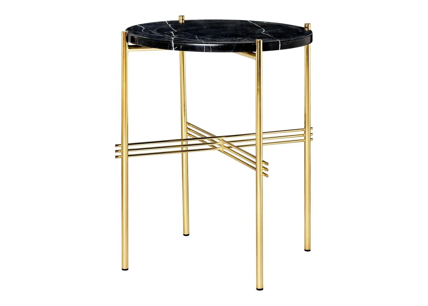Round Side Table - Black, Marble with Brass Base image