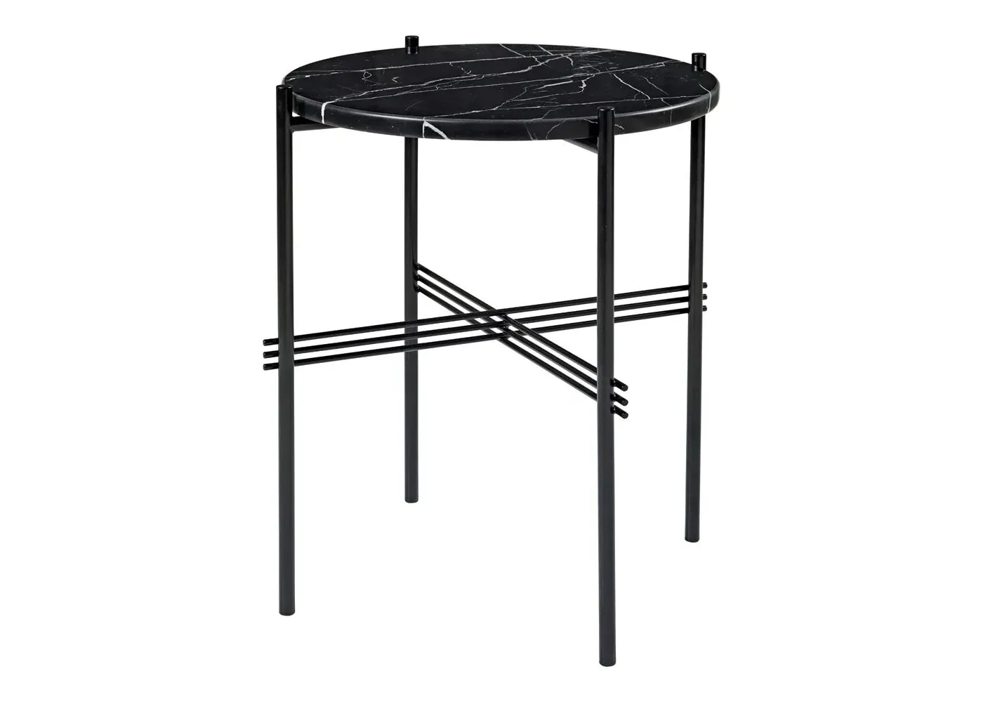 Round Side Table - Black, Marble image