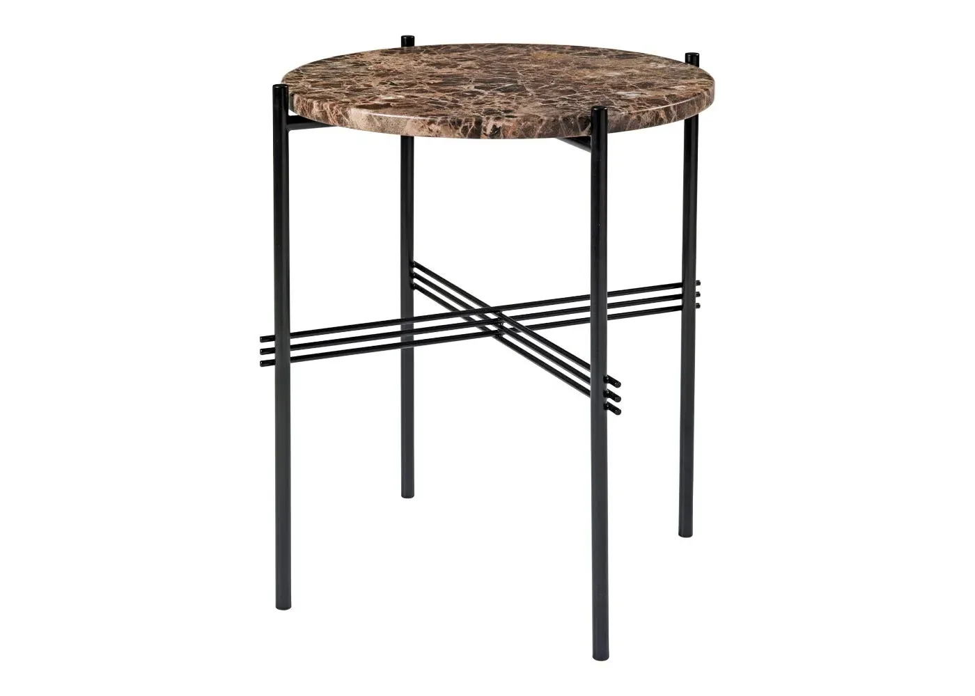 Round Side Table - Brown, Marble