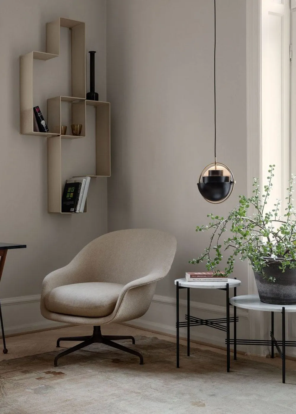 Small Pendant Light Adjustable - White, Brass
