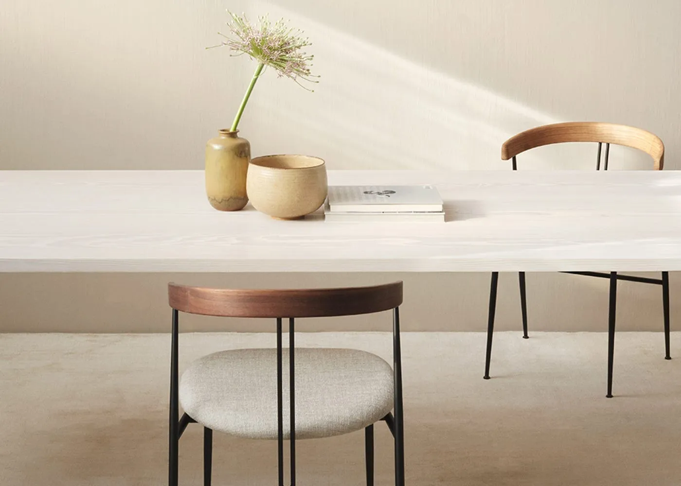 Violin Dining Chair - White, Walnut