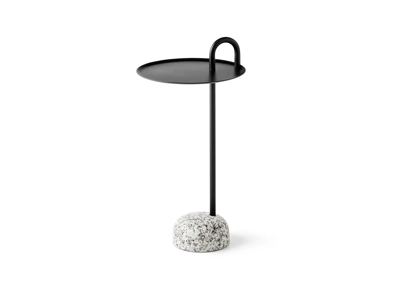 Bowler Side Table with Granite Base - Black
