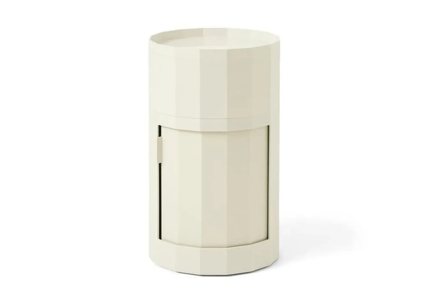 High Cabinet with Faceted Design - Eggshell image