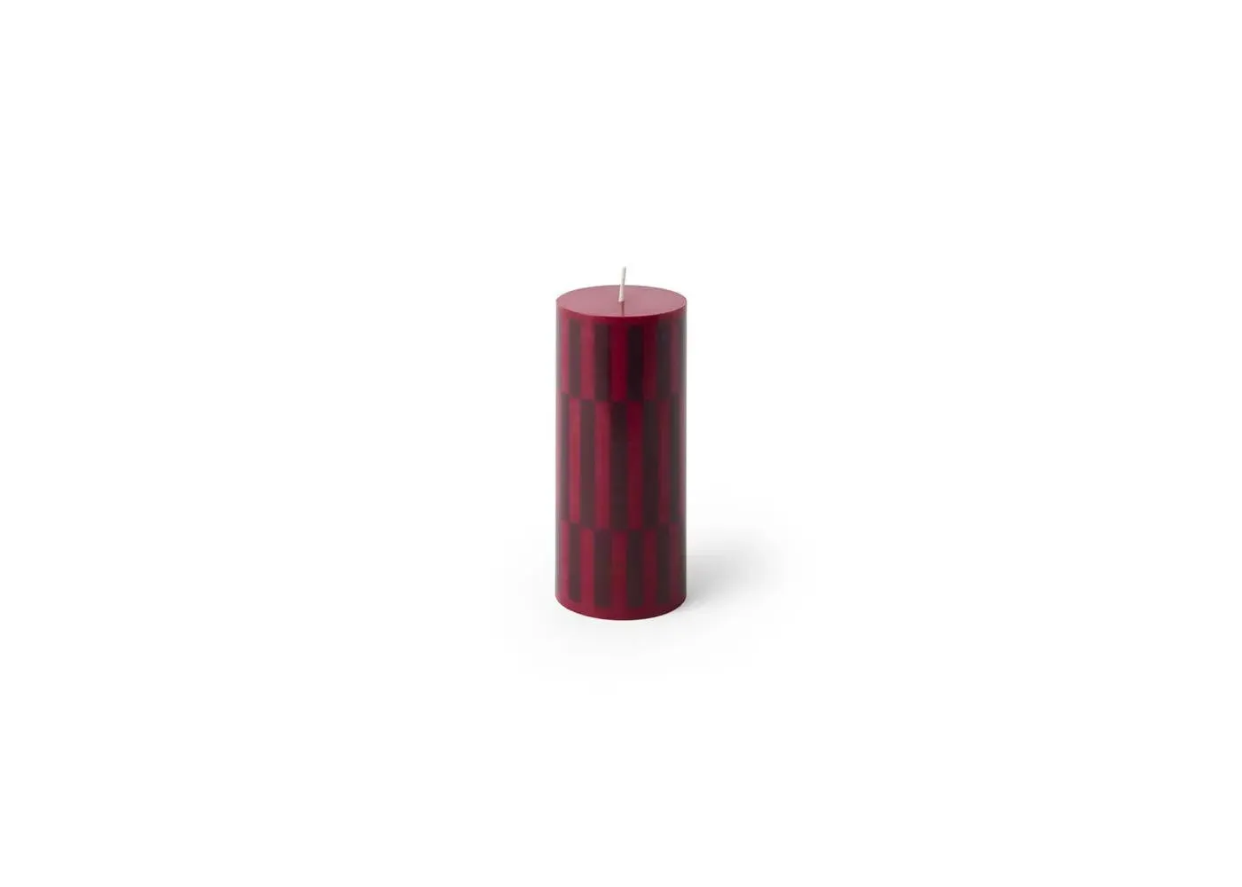 Small Column Candle - Red, Bordeaux Check image
