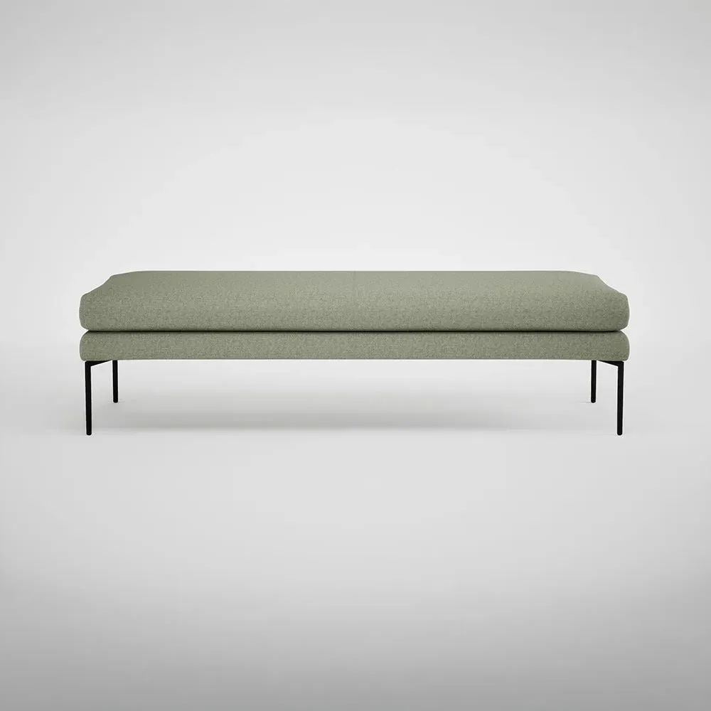 160cm Bench with Memory Foam - Green, Cotton