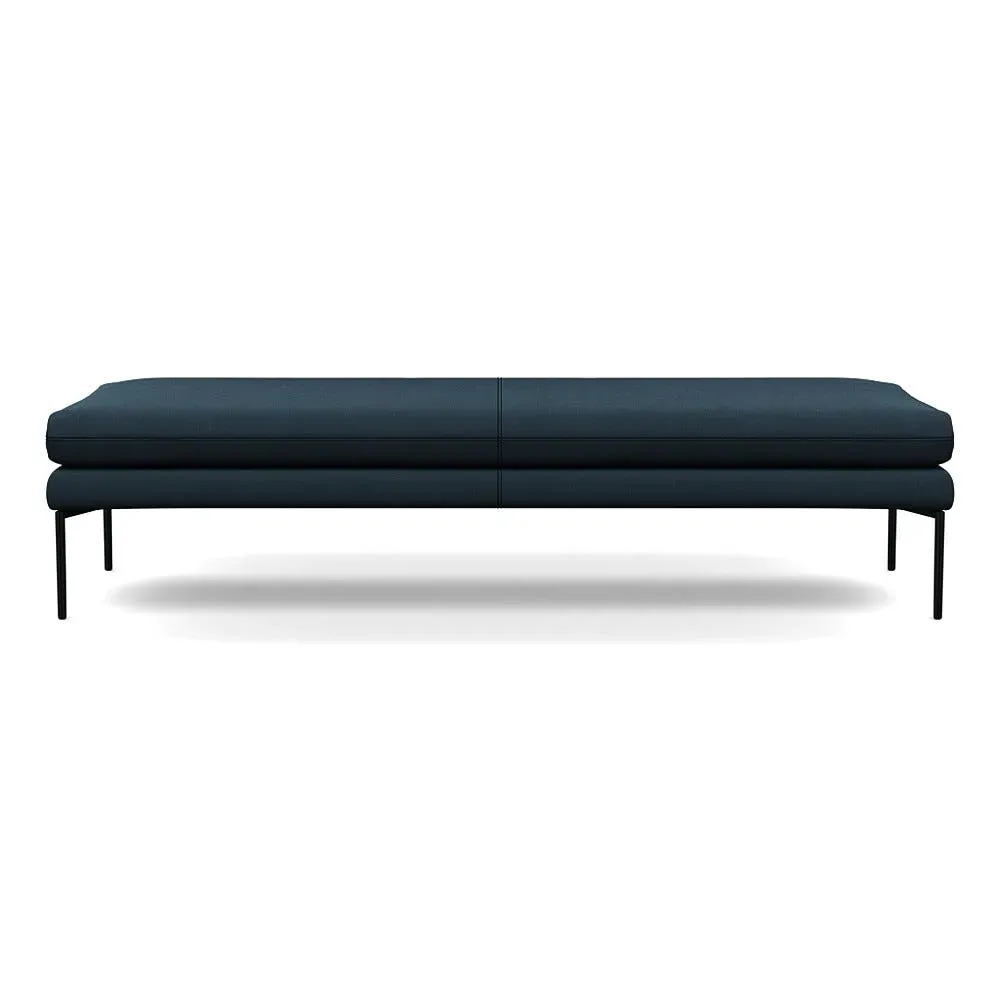 180cm Bench with Memory Foam - Blue, Cotton