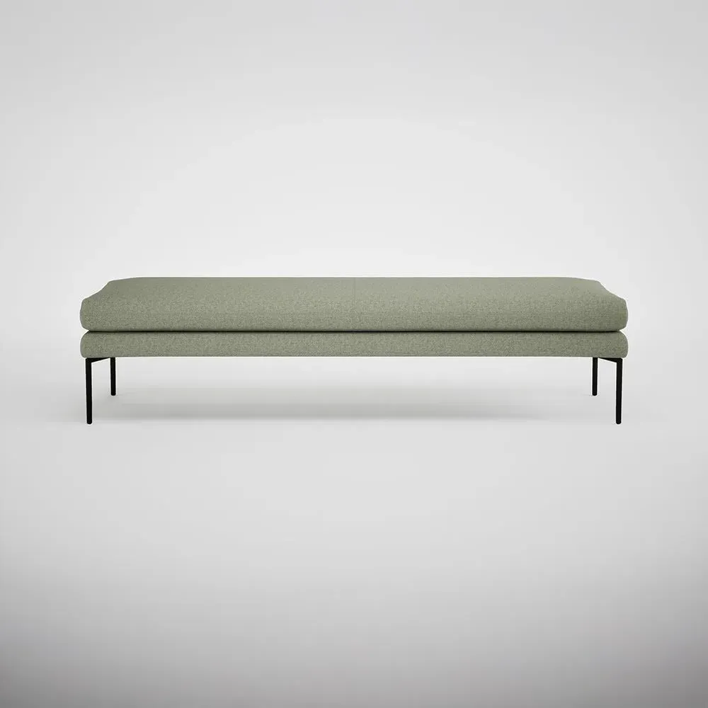 180cm Bench with Memory Foam - Green, Cotton