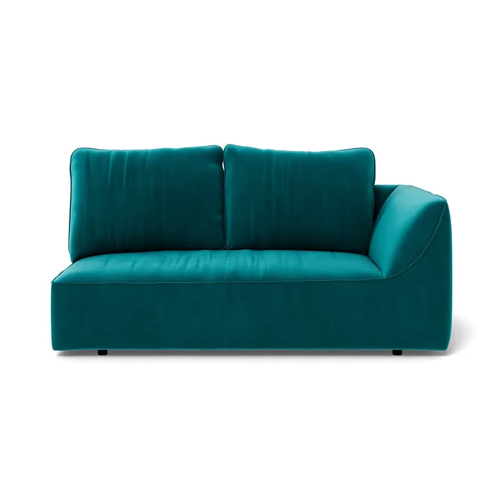 2-Seater LHF Sofa Unit - Blue, Smart Velvet
