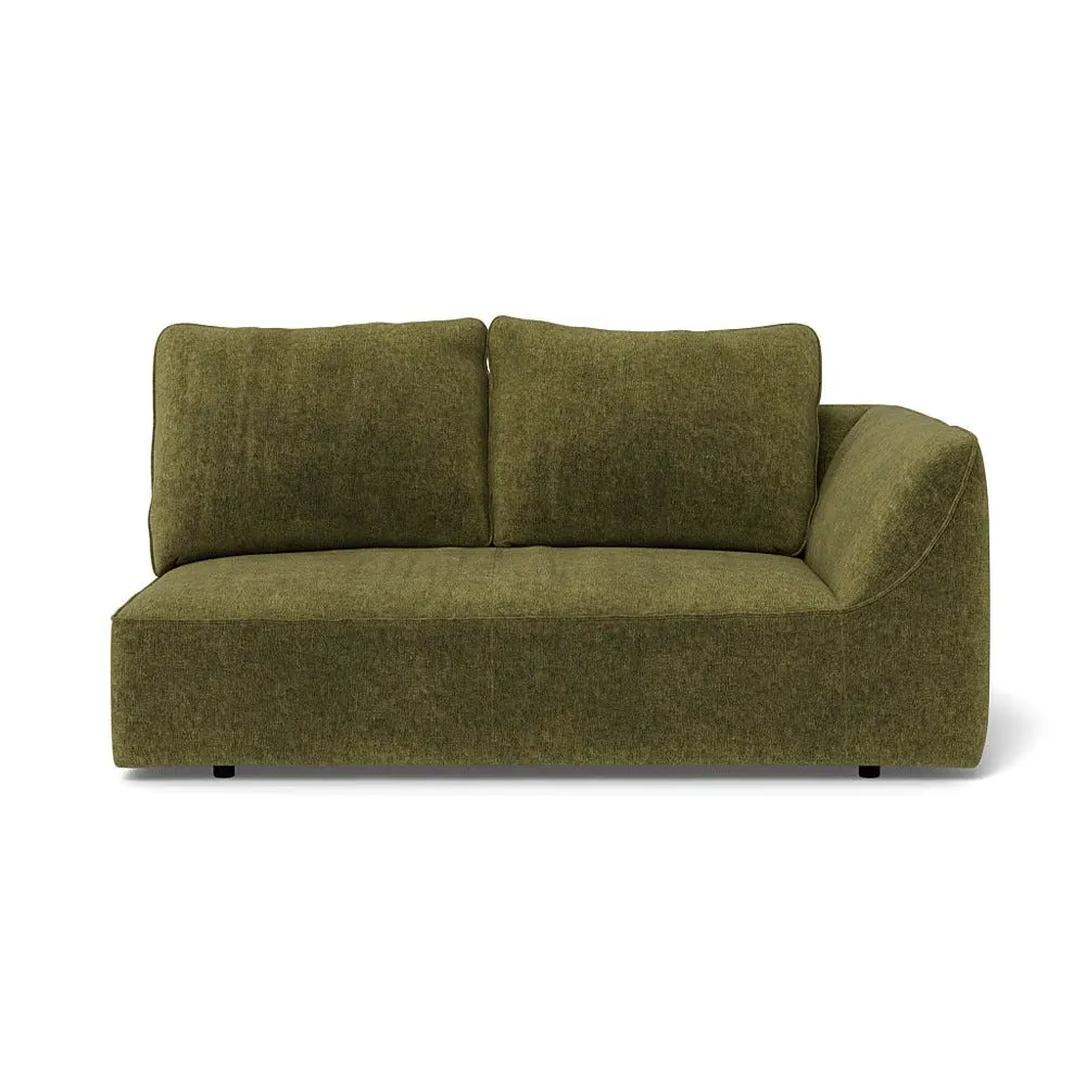 2-Seater LHF Sofa Unit - Green, Boucle Velvet