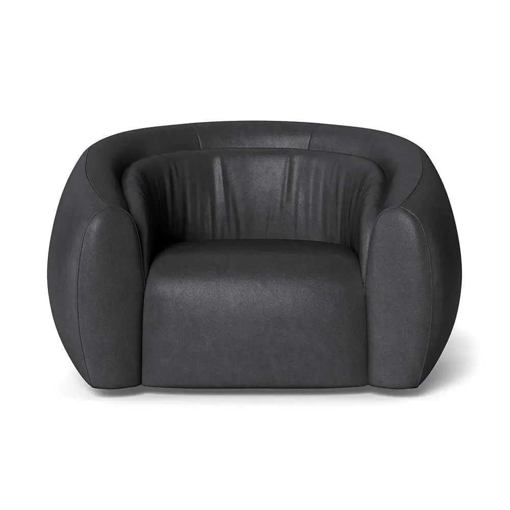 2-Seater Loveseat - Black, Leather