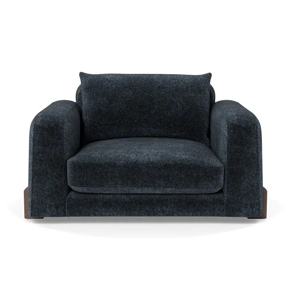 2-Seater Loveseat - Blue, Boucle Velvet