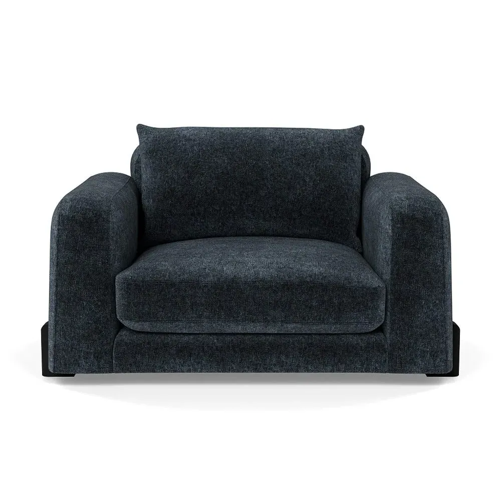 2-Seater Loveseat - Blue, Boucle Velvet