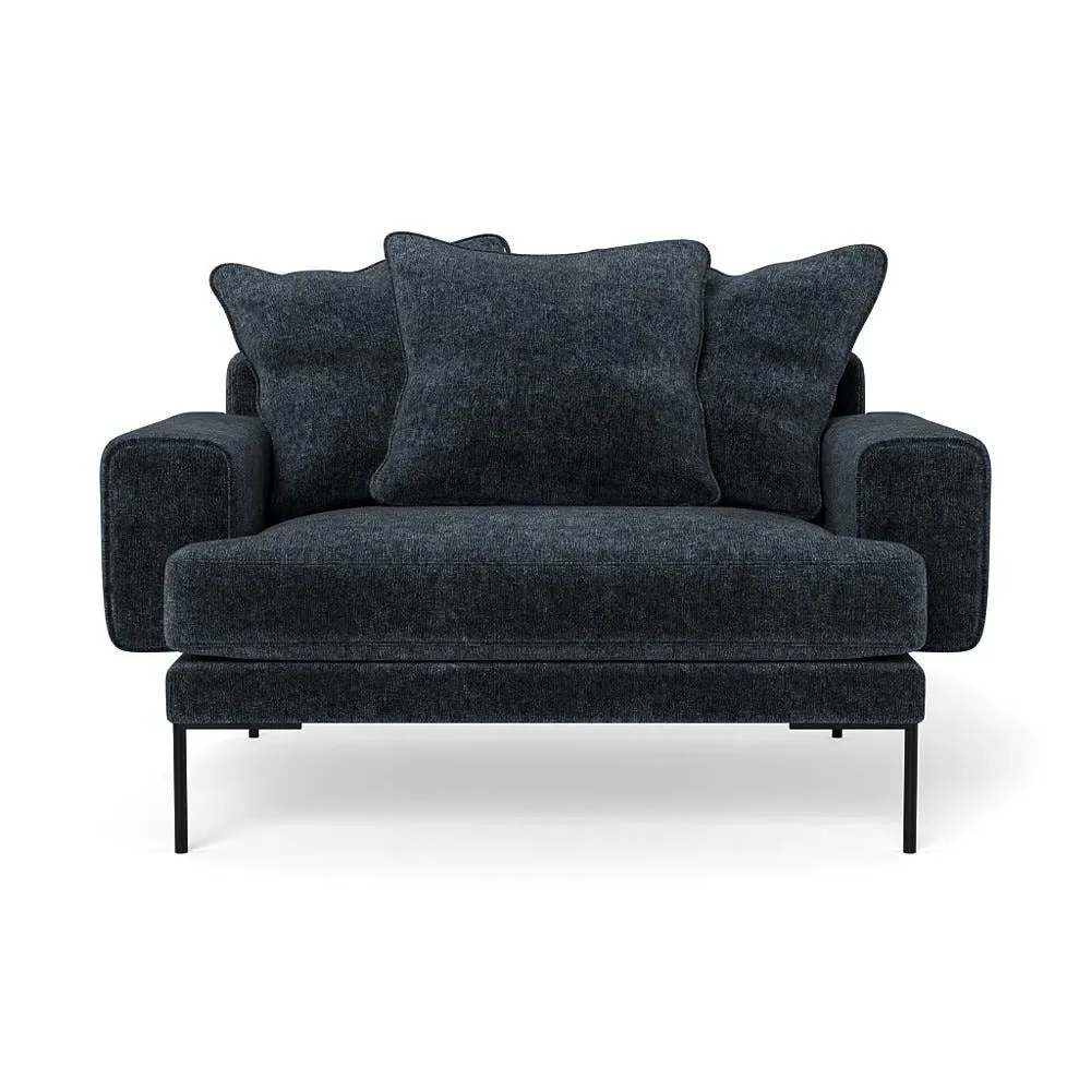 2-Seater Loveseat - Blue, Boucle Velvet