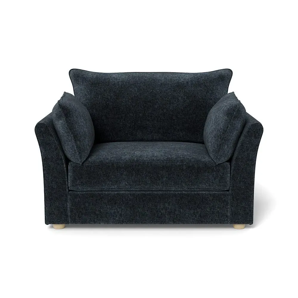 2-Seater Loveseat - Blue, Boucle Velvet