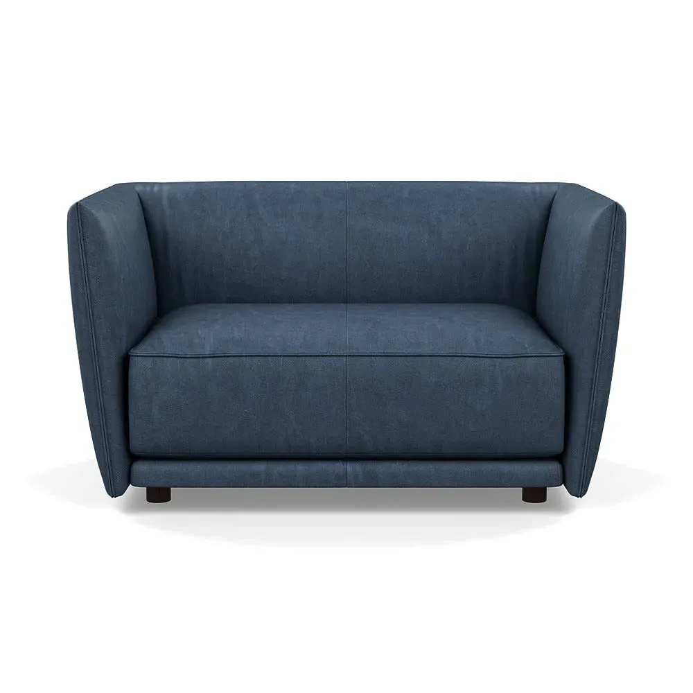 2-Seater Loveseat - Blue, Leather