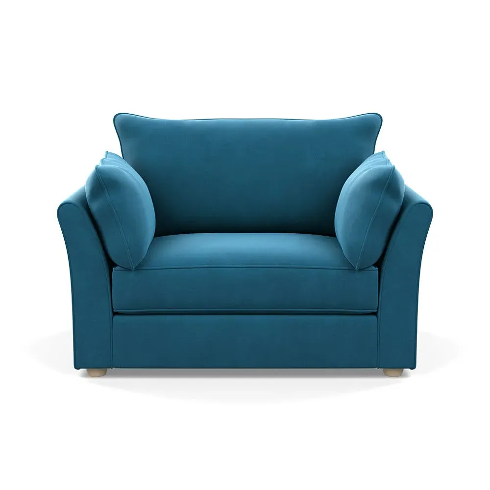 2-Seater Loveseat - Blue, Velvet