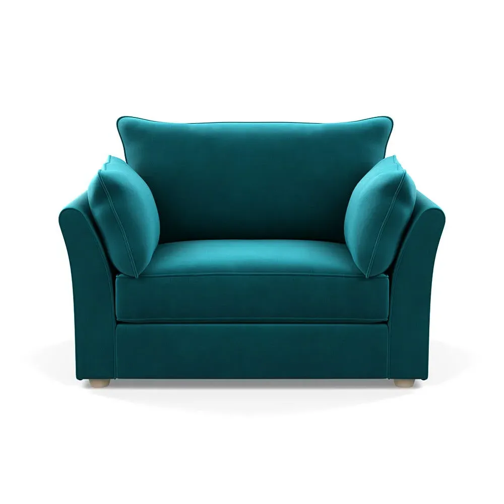 2-Seater Loveseat - Blue, Velvet