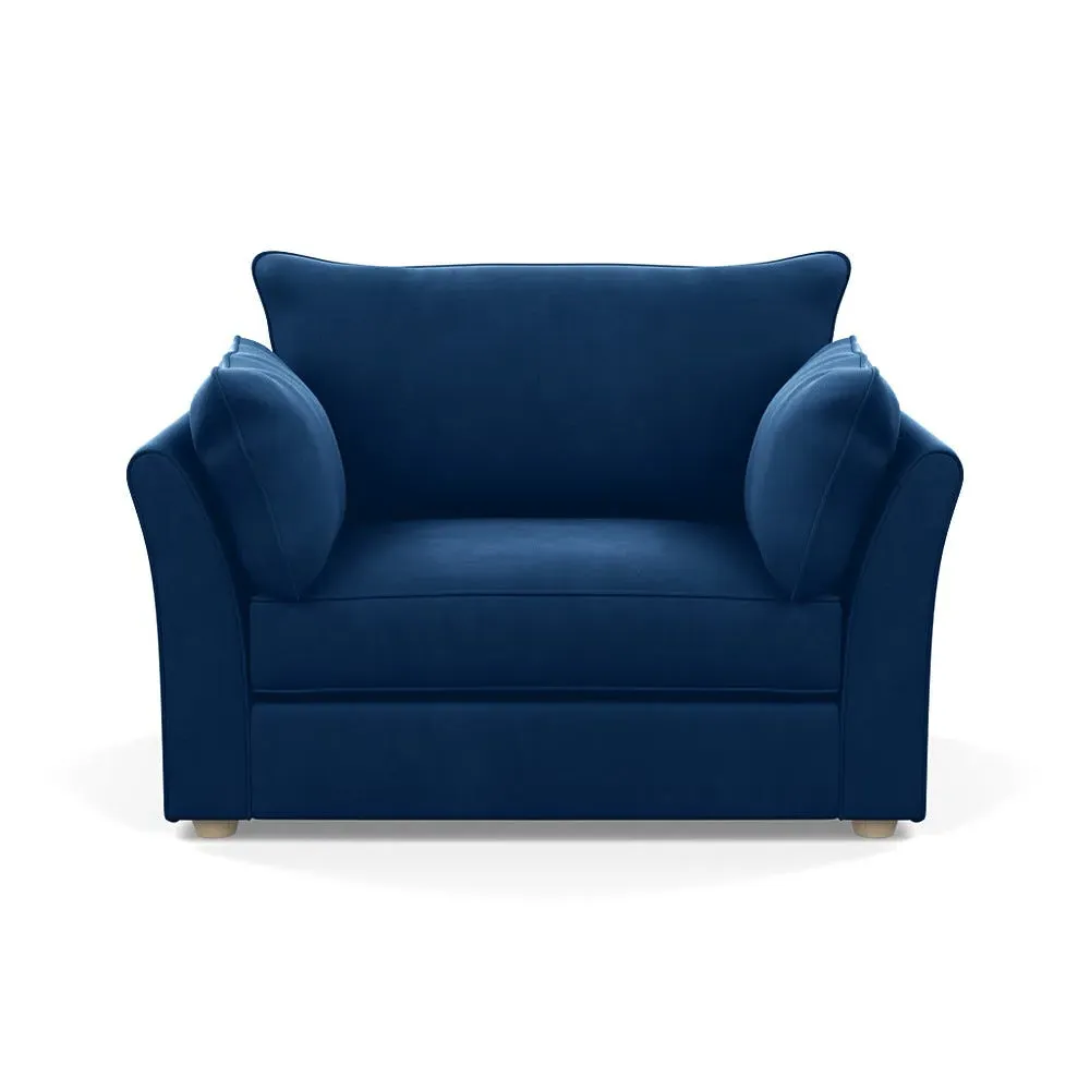 2-Seater Loveseat - Blue, Velvet