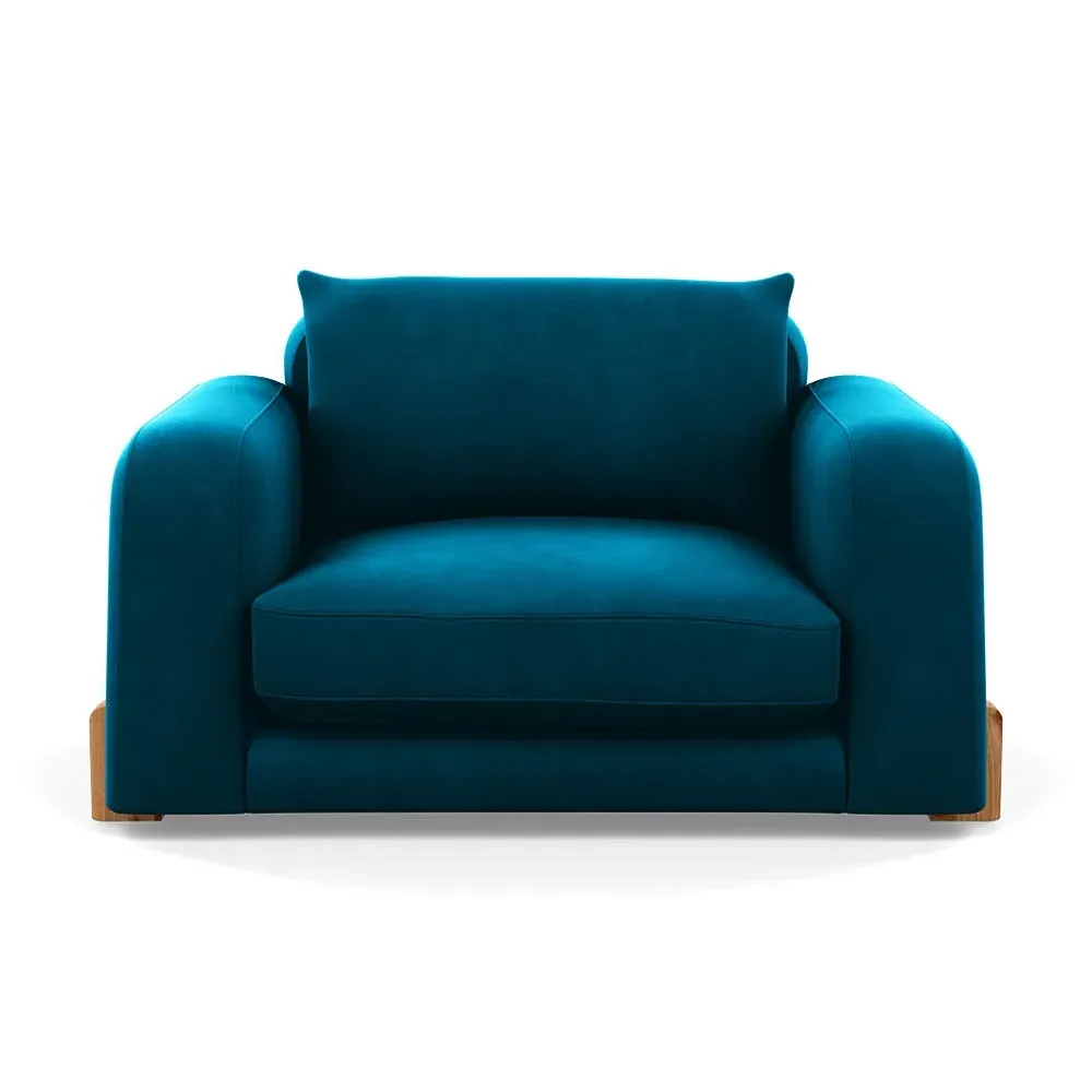 2-Seater Loveseat - Blue, Velvet
