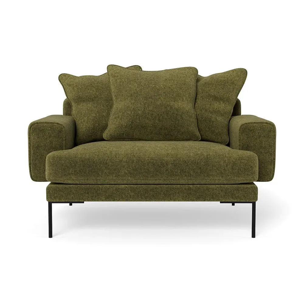 2-Seater Loveseat - Green, Boucle Velvet