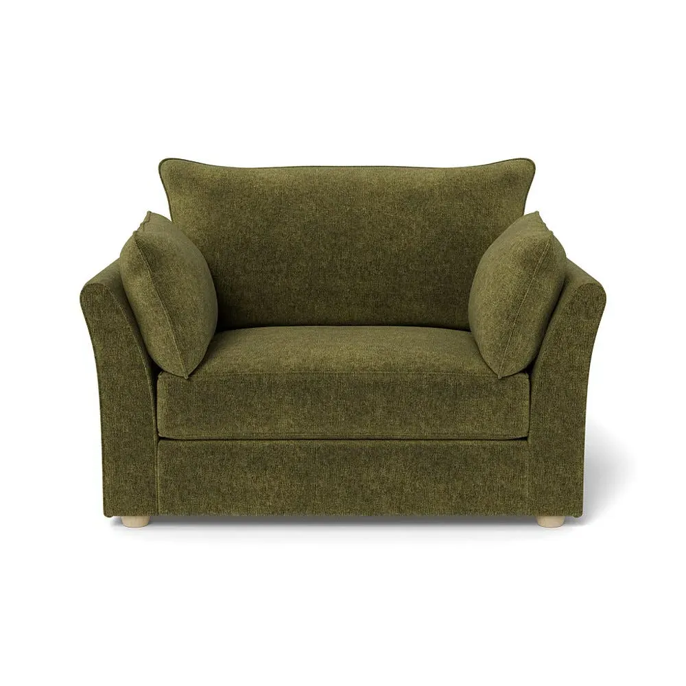 2-Seater Loveseat - Green, Boucle Velvet