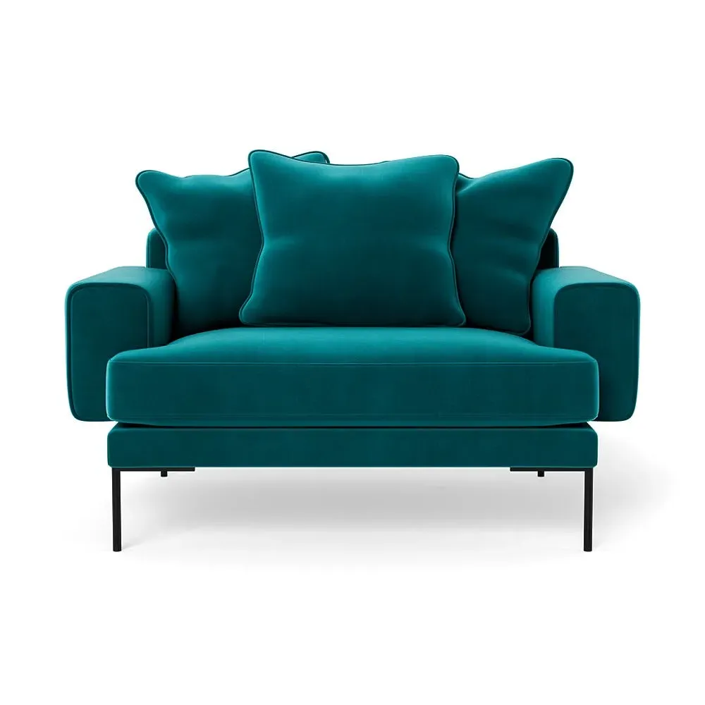 2-Seater Loveseat - Petrol, Smart Velvet