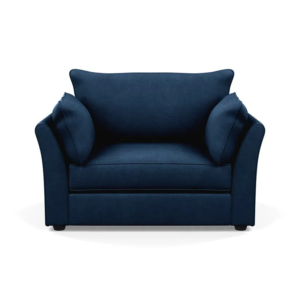 2-Seater Loveseat with Beech Legs - Blue, Linen image