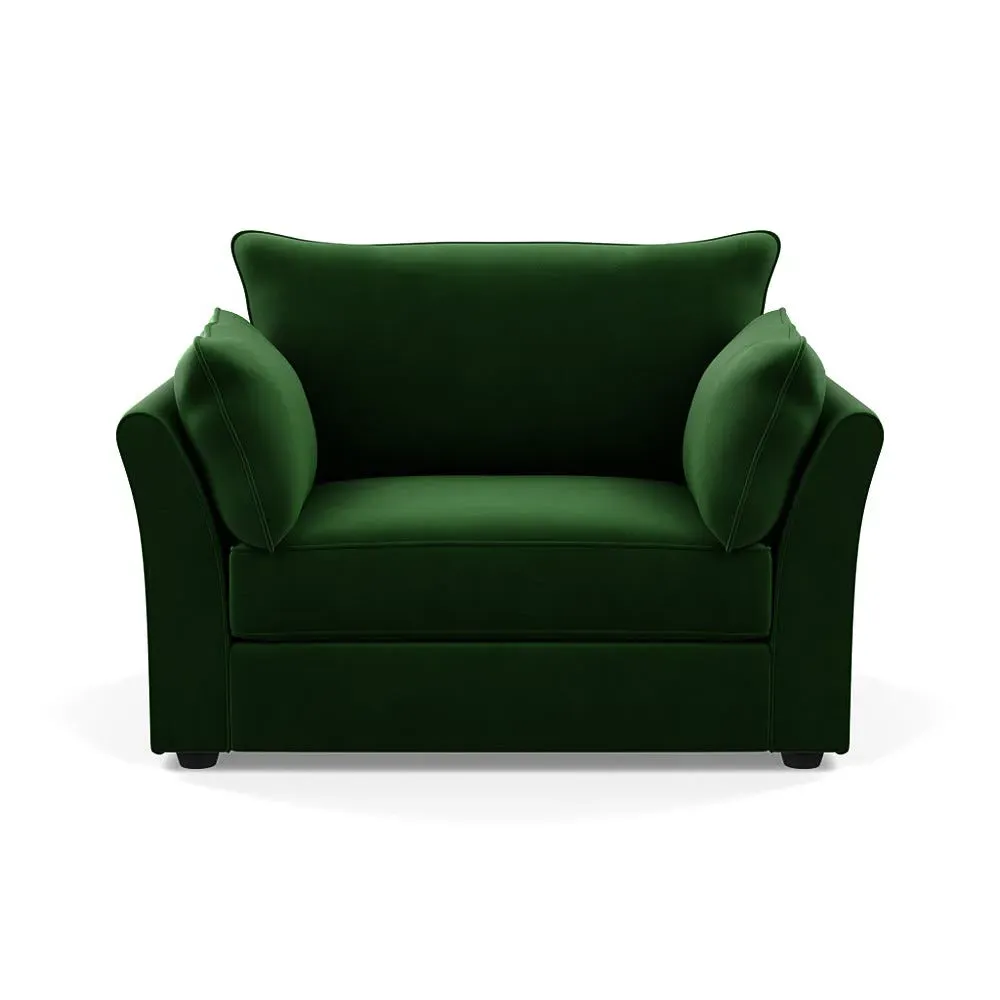 2-Seater Loveseat with Beech Legs - Green, Velvet image