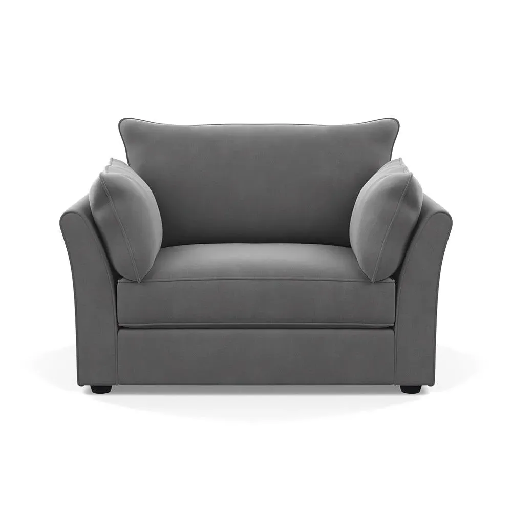 2-Seater Loveseat with Beech Legs - Grey, Velvet image
