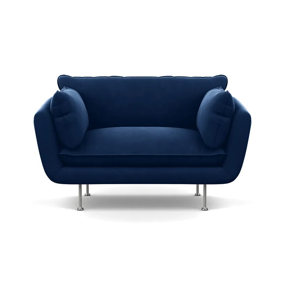 2-Seater Loveseat with Black Feet - Blue, Velvet
