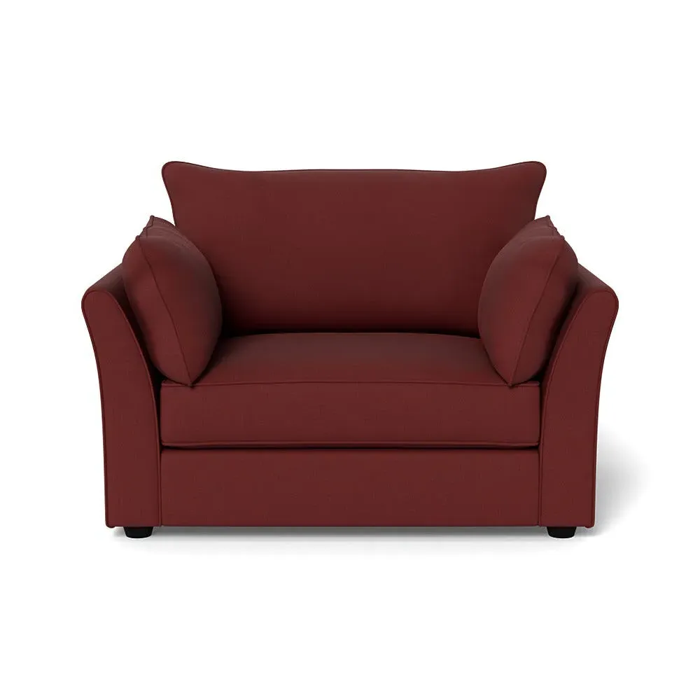 2-Seater Loveseat with Black Feet - Red, Linen