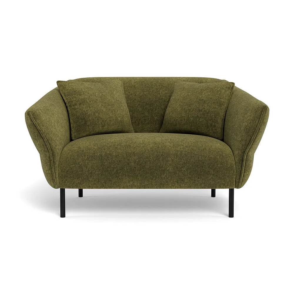 2-Seater Loveseat with Black Legs - Blue, Boucle