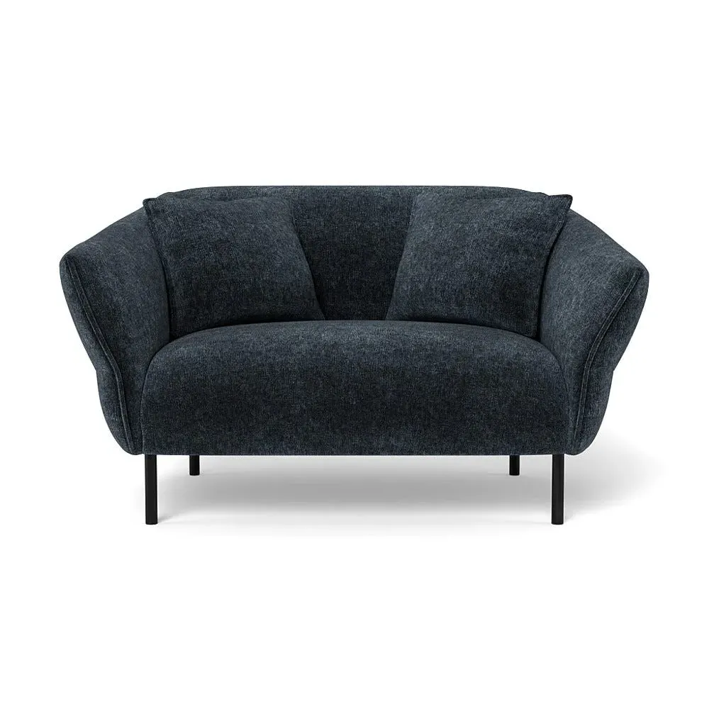 2-Seater Loveseat with Black Legs - Blue, Boucle