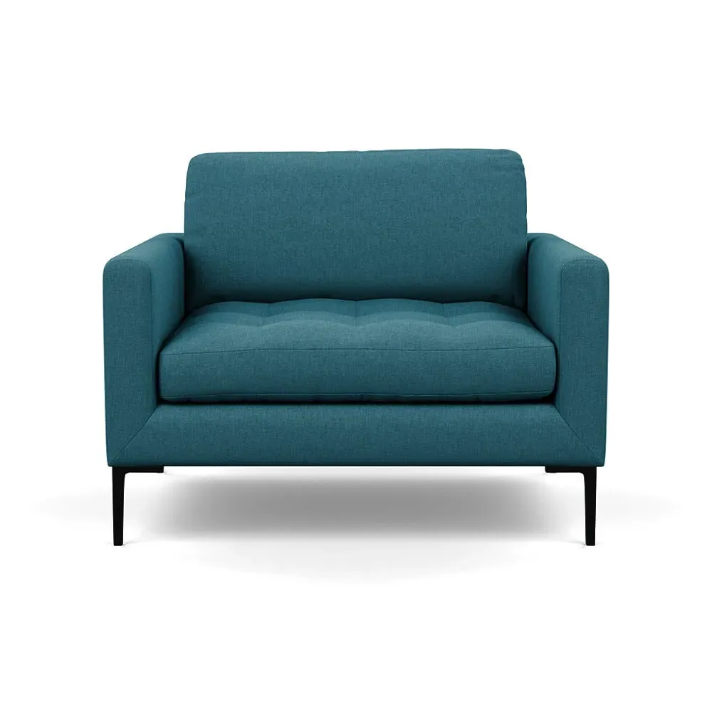 2-Seater Loveseat with Black Legs - Blue, Cotton image