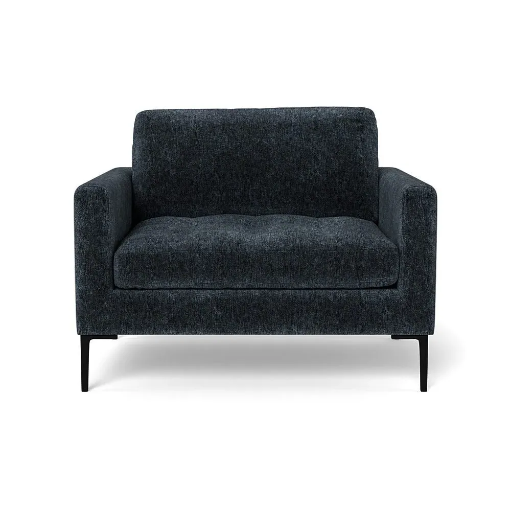 2-Seater Loveseat with Black Legs - Blue, Velvet